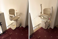 Arrivo in alto poltroncina montascale a Bergamo